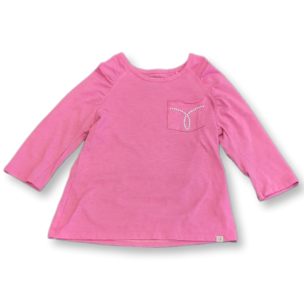 Calvin Klein jeans Omega Pocket Tee Ruched Long Sleeve Tshirt Girls Size Small